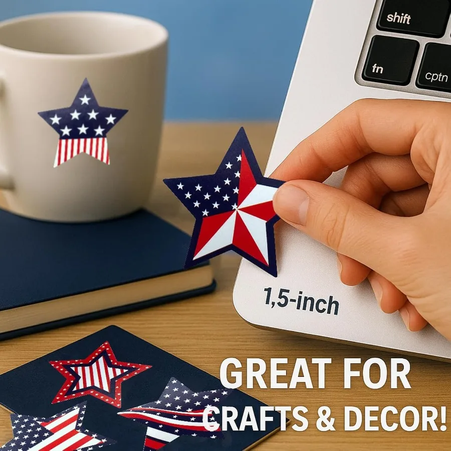 500 عبوة من ملصقات 1.5 شهر يوليو - ملصقات زخرفية وطنية لهدايا وحرف يدوية لحفلات يوم الاستقلال C #4