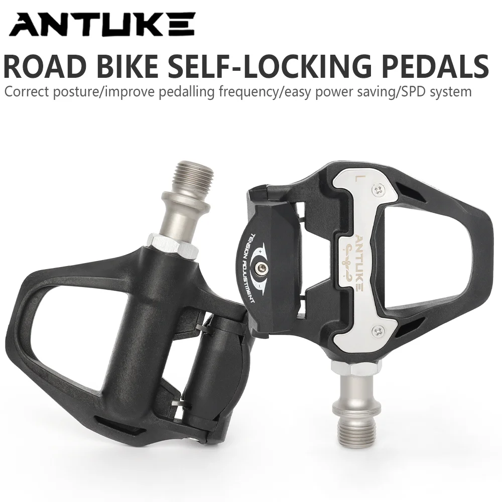 

Педали для шоссейного велосипеда ANTUKE без зажимов, самоблокирующиеся нейлоновые велосипедные педали с подшипниками, совместимые с системой SPD SL, велосипедные педали