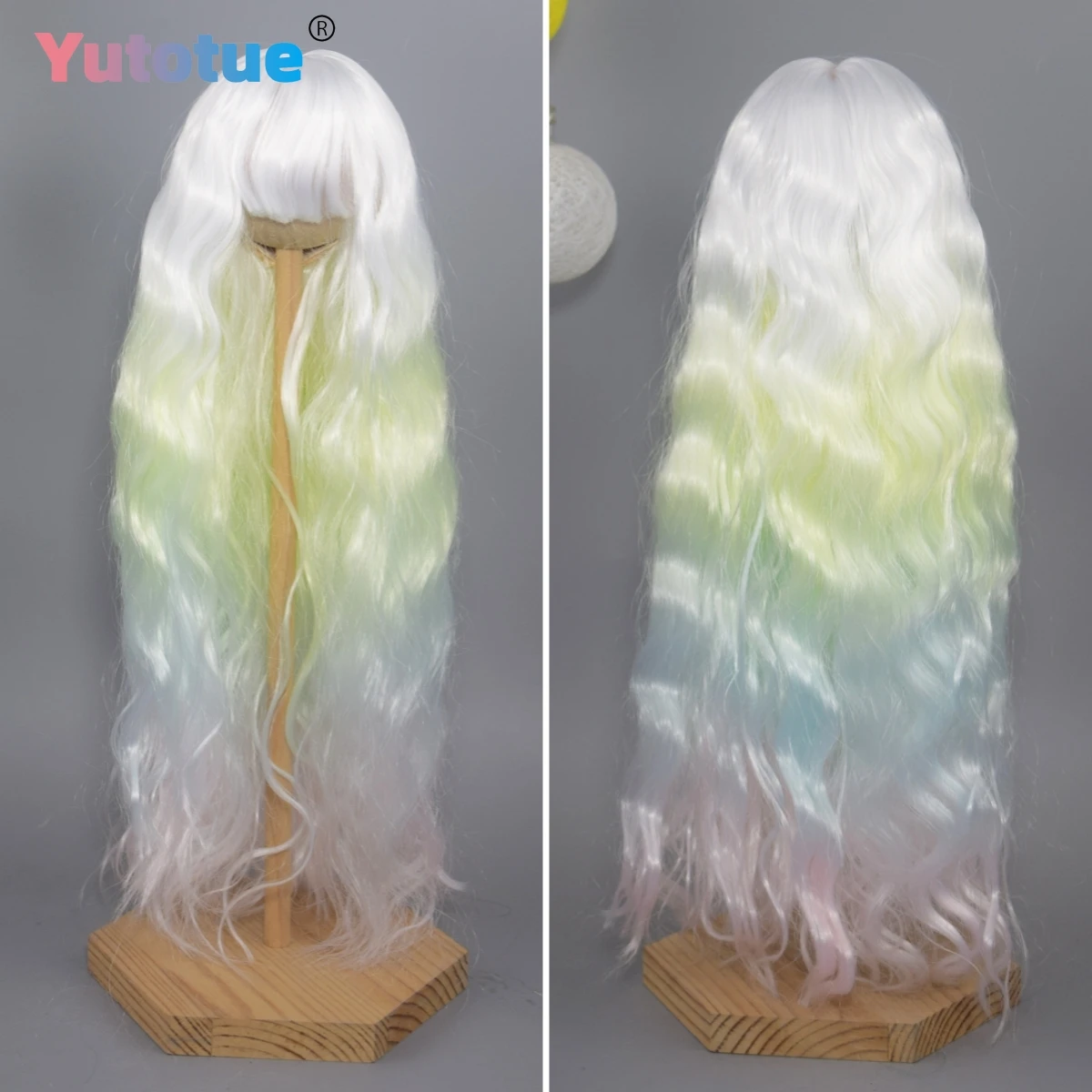 

Yutotue Gradient Colorful Color Long Curly Hair with Bangs Wigs for 1/3 1/4 1/6 BJD Doll Fashion Doll Toy DIY Change