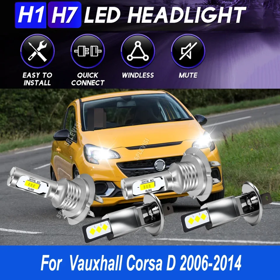 H1 H7 Main Dipped Beam Headlights Compact Design for Easy Installation For Vauxhall Corsa D 2006 2007 2008 2009 2010 2011-2014