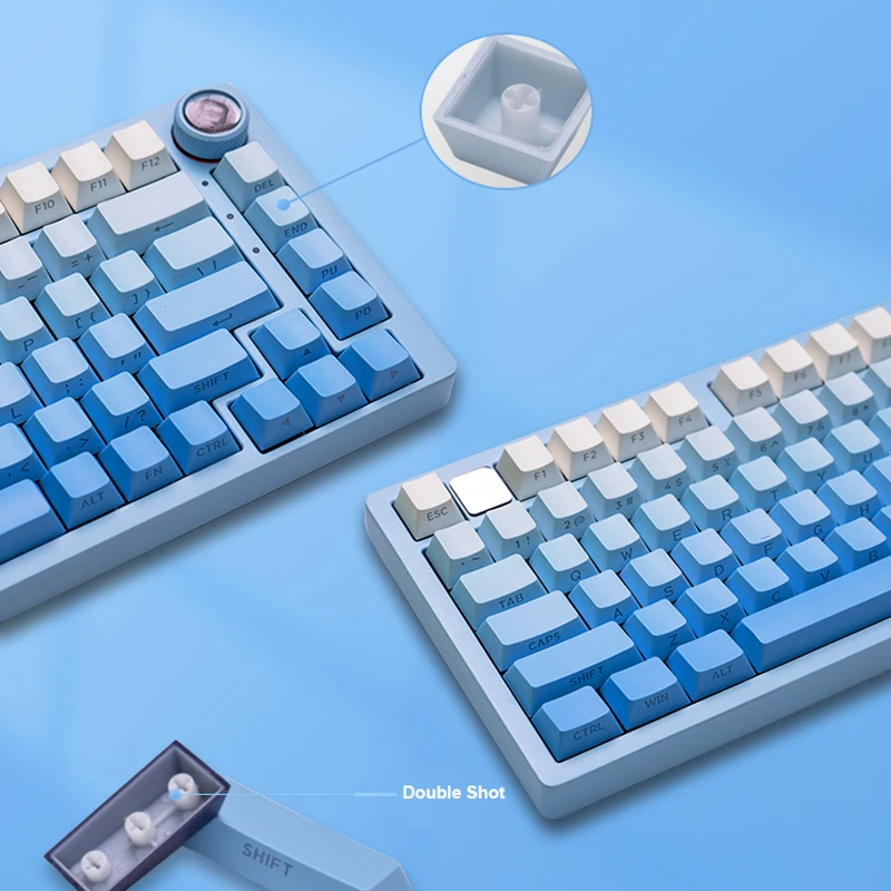 Imagem -03 - Pbt Doubleshot Keycaps Gradiente Blue Side Print Brilho Através de Keycaps Perfil Cereja 135 Chaves para Gateron Switches mx