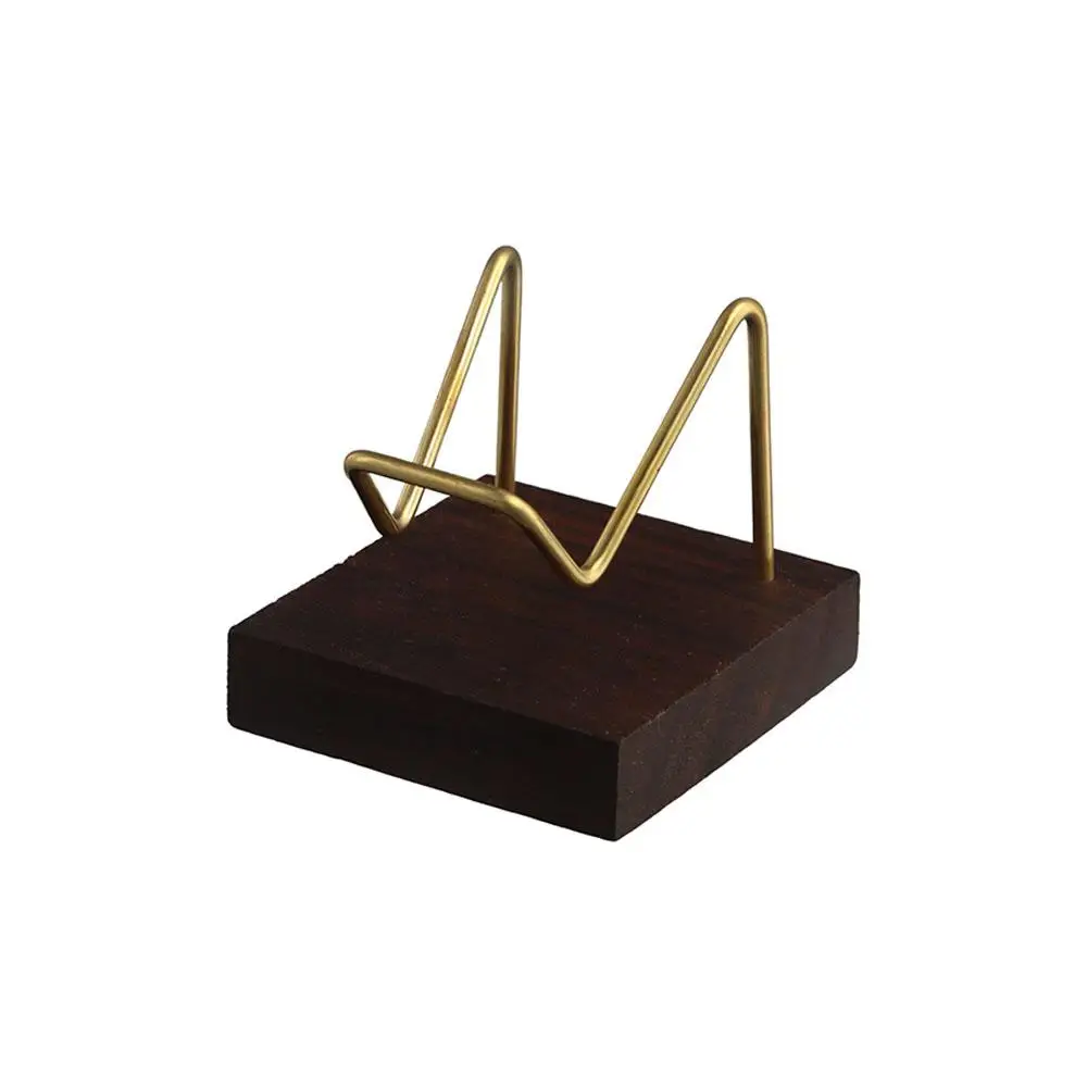 Support métallique pour cristaux, minéraux, agates, roches, avec base en bois