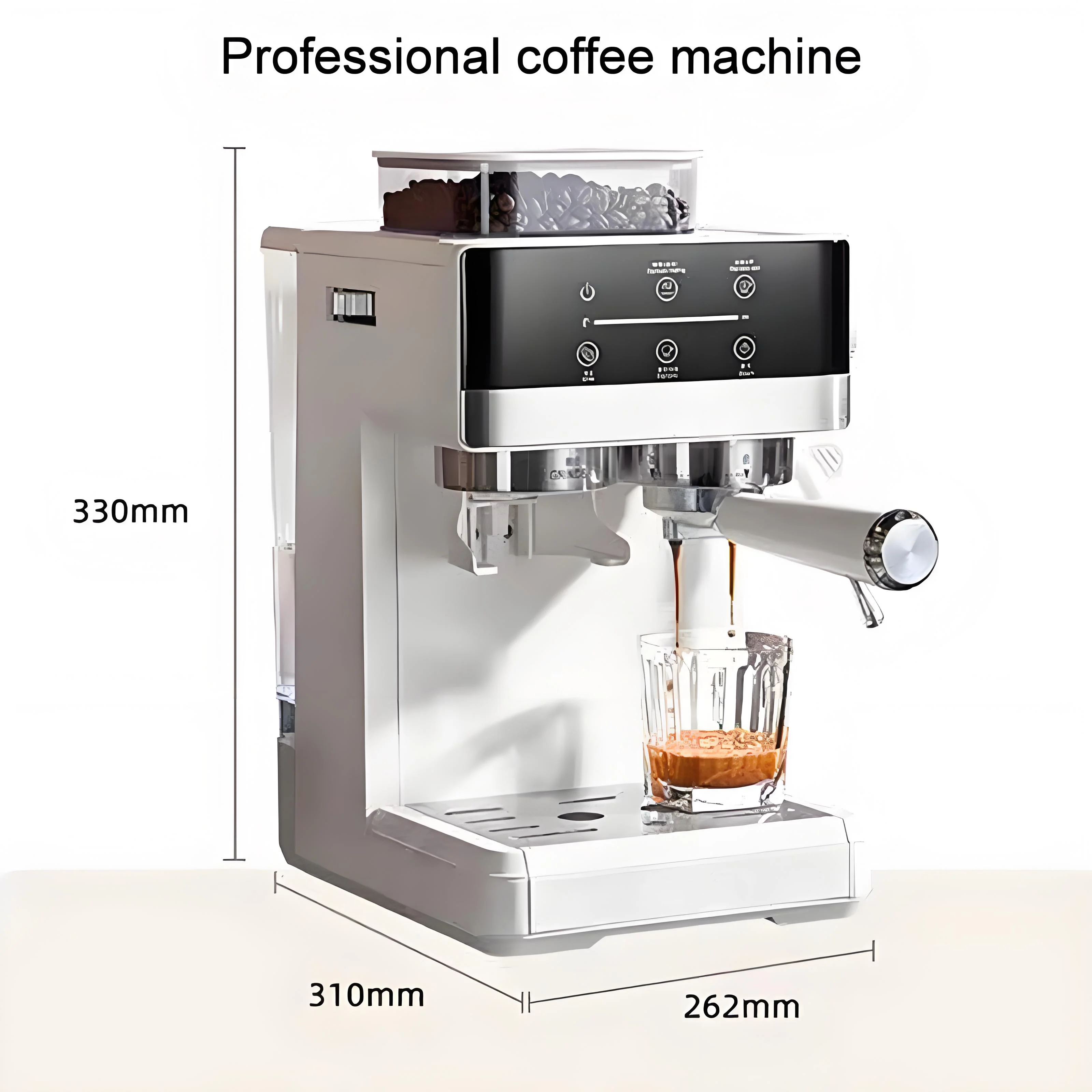 Ekspres do kawy 20 bar, pojemność zbiornika na wodę 1,8 l, wielofunkcyjny ekspres do kawy z młynkiem, do hoteli