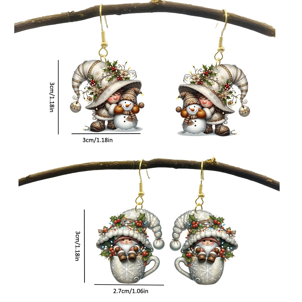 Orecchini nani Ornamento natalizio Fiaba Pupazzo di neve Orecchini moda originalità Orecchini fata acrilico nuovo stile