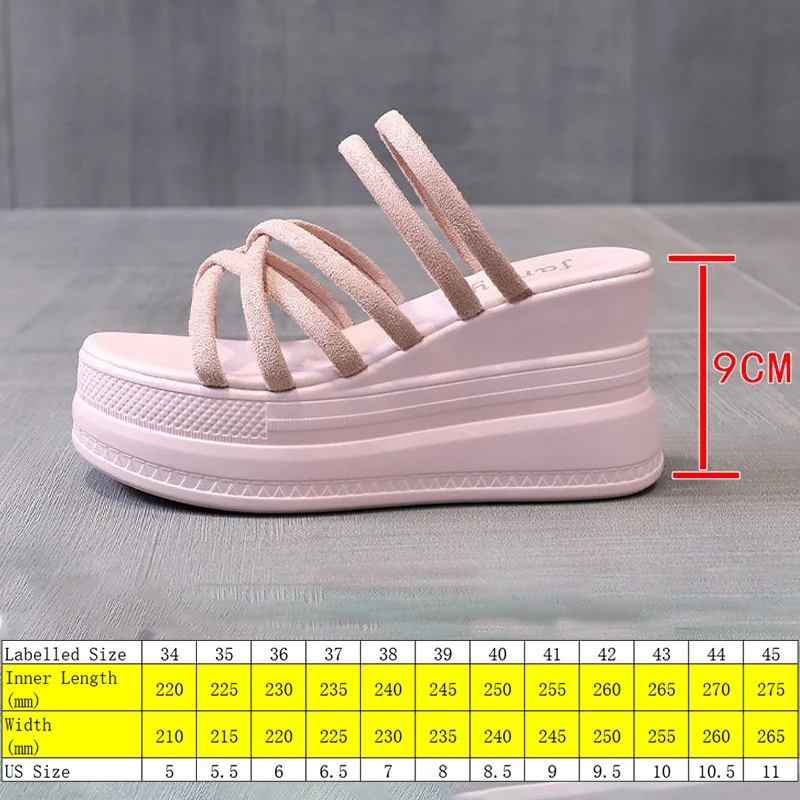 Fujin 9cm Platform Shoes Wedge Sandals for Women Summer Shoes Slip on Slippers Beach Shoes Slides Fashion Shoes for Female