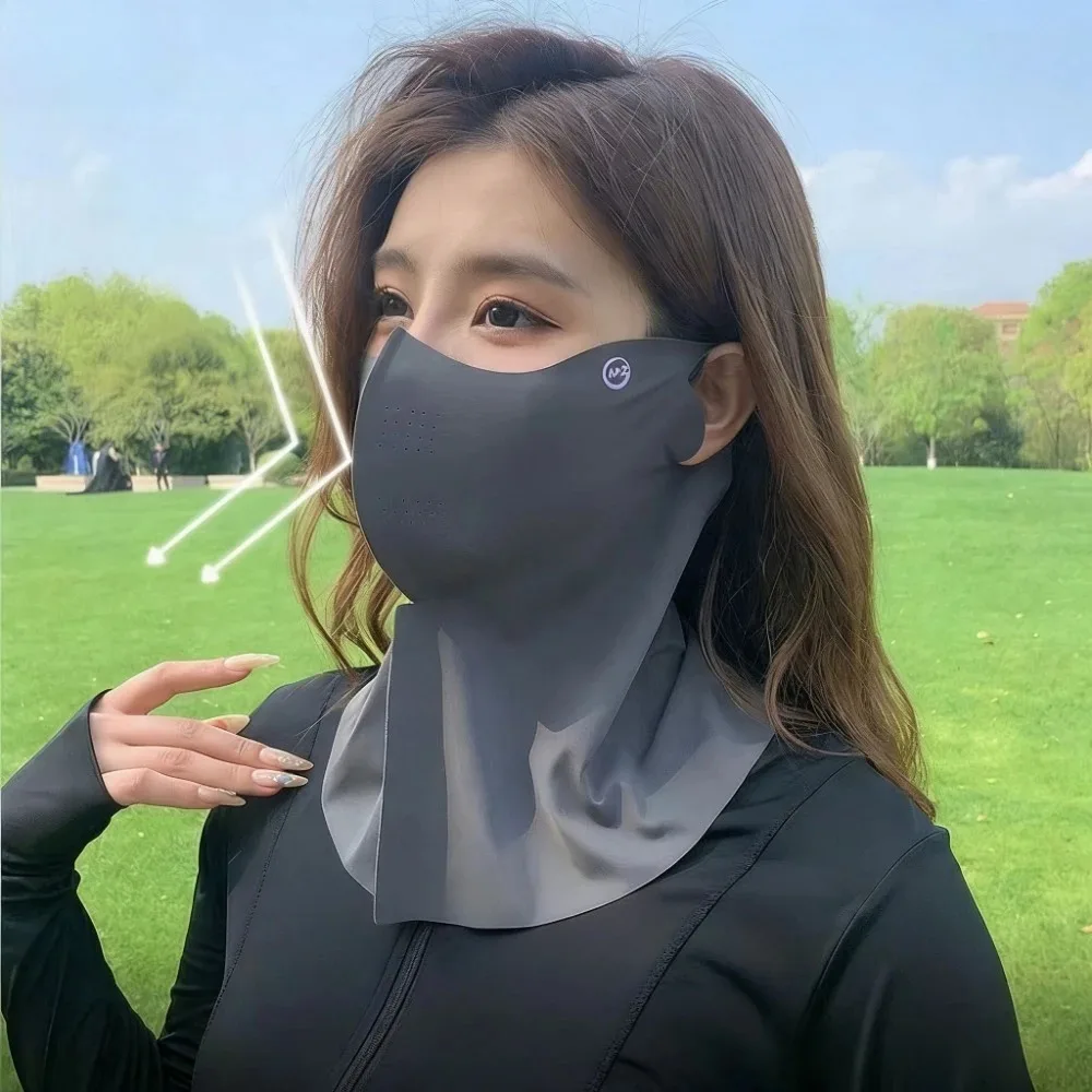 Washable Ice Silk Face Cover Anti UV Sun Protection Lightweight Mask For Running Driving Outdoor Workout Gifts