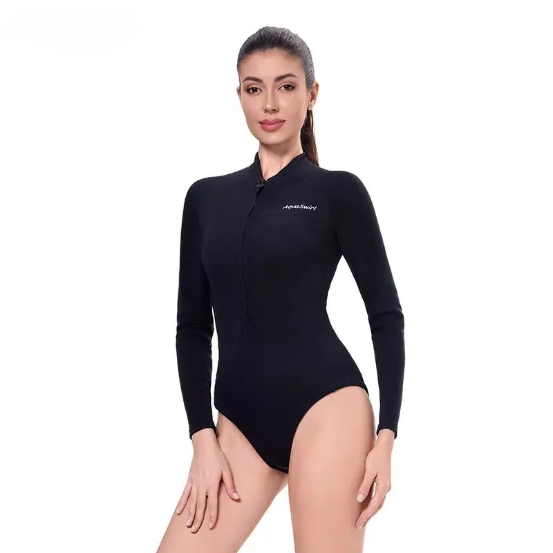 2 مللي متر المرأة تصفح الغوص ملابس السباحة النيوبرين الدفء سبليت بذلة طويلة الأكمام الغوص الغوص بدلة غطس الوردي الأبيض ملابس السباحة