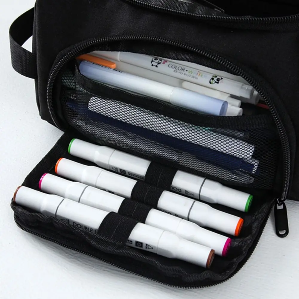Simple Oxford Cloth Pencil Case Waterproof Large Capacity Stationery Storage Bag Multi-layer Stationery Organizer Students