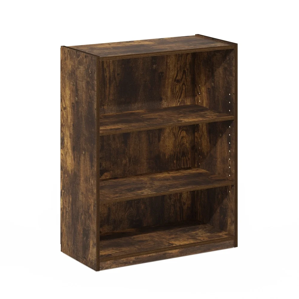 3-Tier Bookcase with Adjustable Shelves Living Room Bedroom Storage Durable Pine Wood Vertical Design Easy Assembly