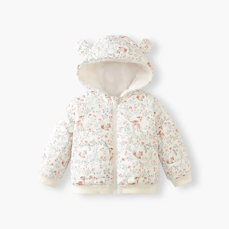 

Новинка 2023 года, детское пальто, детское зимнее хлопковое теплое детское пальто с капюшоном, детское пальто с рождественским оленем и цветочным принтом