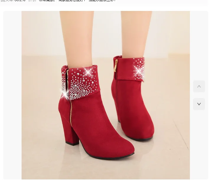 

Новые модные ботинки с красными кристаллами, женские новые ботильоны для женщин, зимняя обувь на синем каблуке, женские классические ботинки, размер 43, сексуальные ботинки