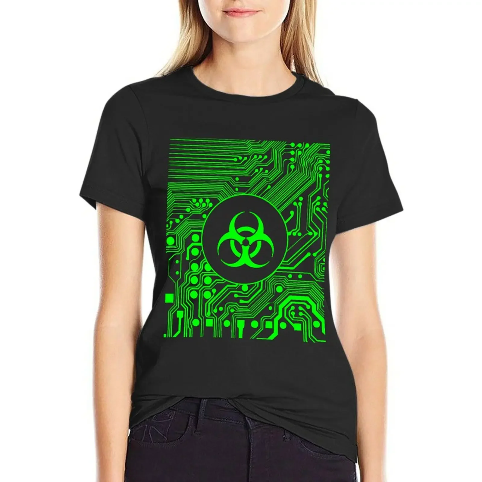 

Green Biohazard (Cybergoth) T-Shirt kawaii clothes customs design your own hippie clothes tight shirts for Women
