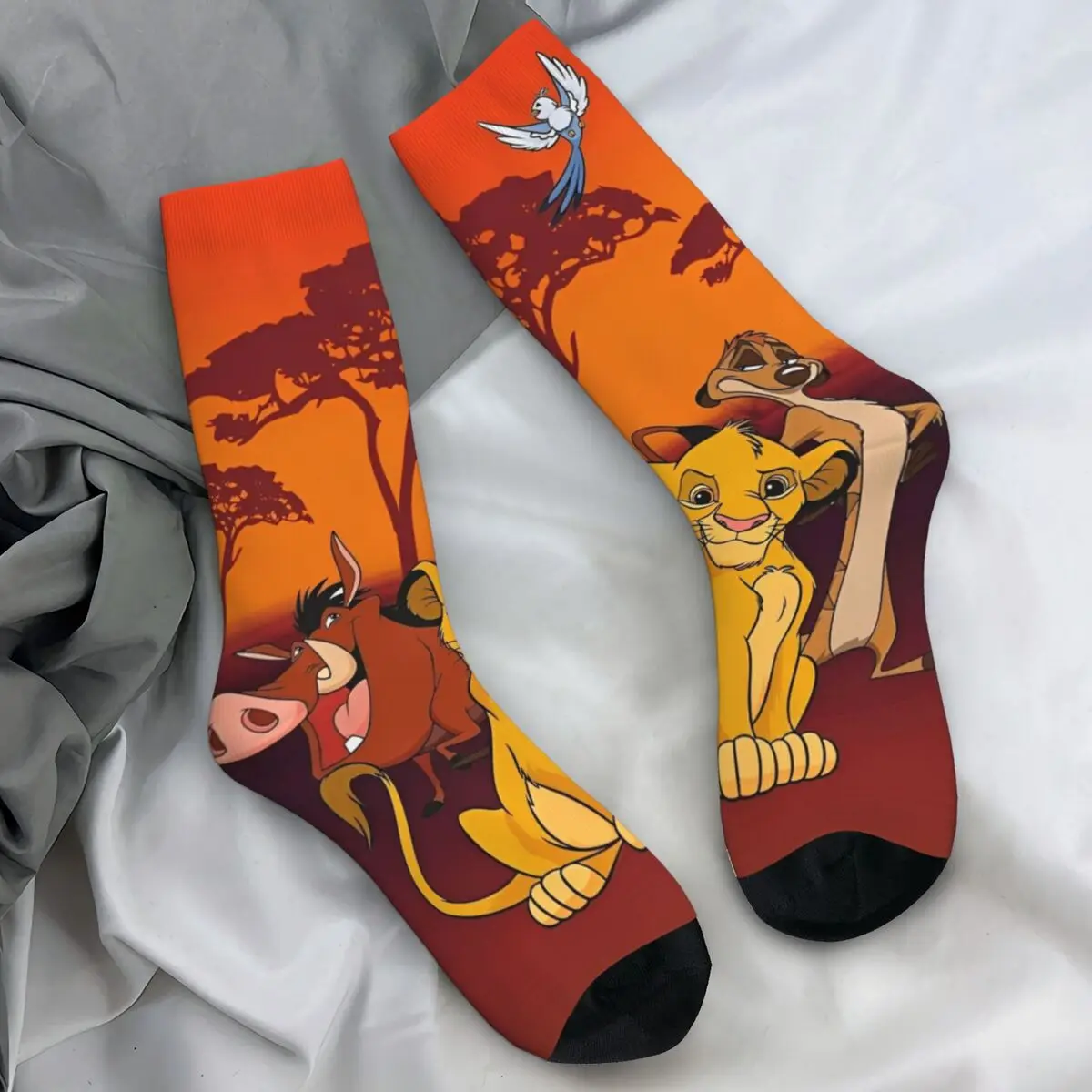 

Lion King Simba Cartoon Socks Spring Stockings Elegant Unisex Men Comfortable Socks Pattern Running Sports Anti Skid Socks