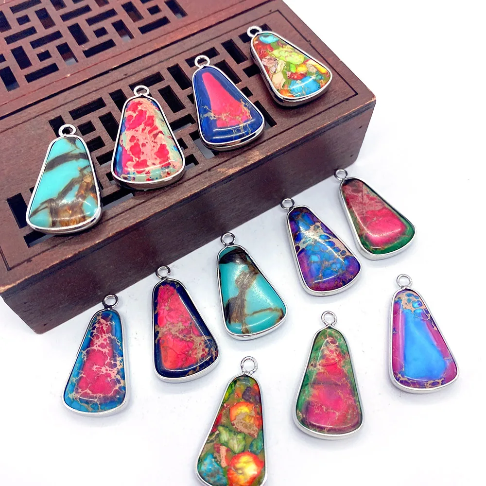1PC Fashion Natural Emperor Stone Pendant Geometric Shape 16x30mm DIY Accessories Fashion Charm Necklace Bracelet Jewelry Gifts