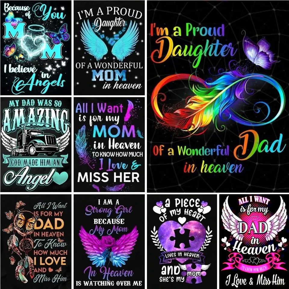 Miss You Mom 5D Diy Diamond Painting Mosaic Art Memorial Quotes Embroidery Grief Verses Remembrance Miss You Dad Home Decor