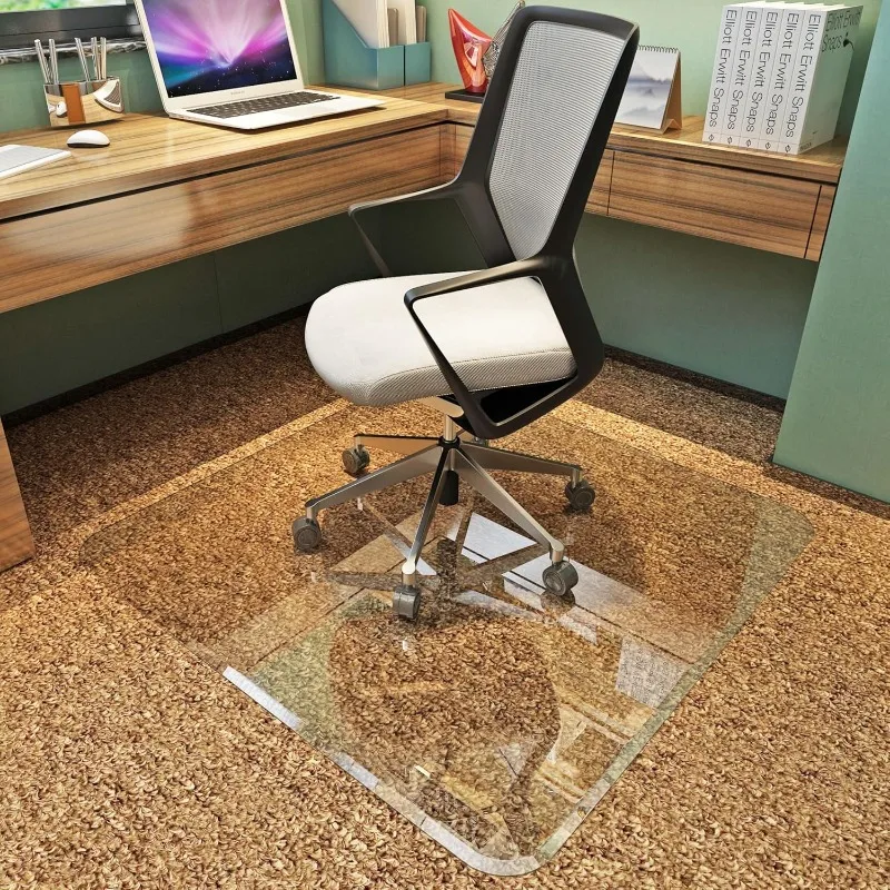 Beveled Edge Glass Chair Ultimate Office Chair Mat for Carpet or Hardwood Floor, 36x46，home.