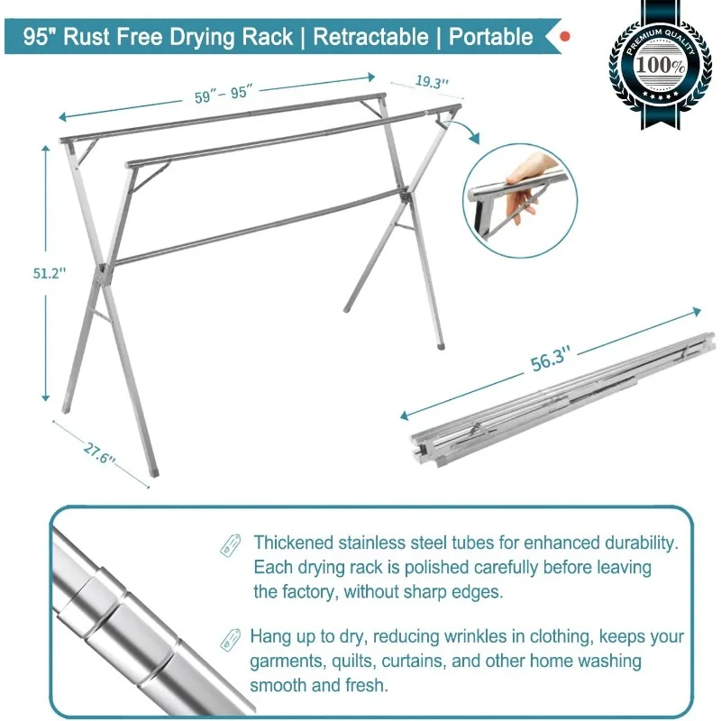 95 amaran-vaccage de vêtements T1, pliable, intérieur et extérieur, rapide, en acier inoxydable, pour le linge