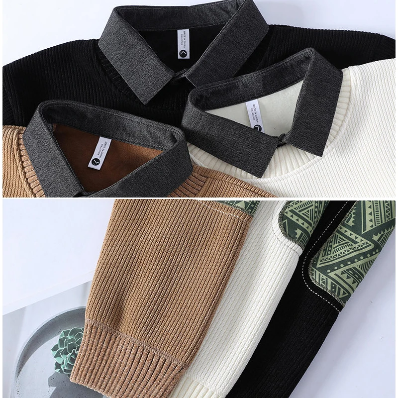 سترة للرجال بلوفرات غير رسمية ملابس رجالية ربيعية للرجال قميص رجالي ملابس الشارع الشهير متماسكة موضة الخريف Hombre دافئ متين