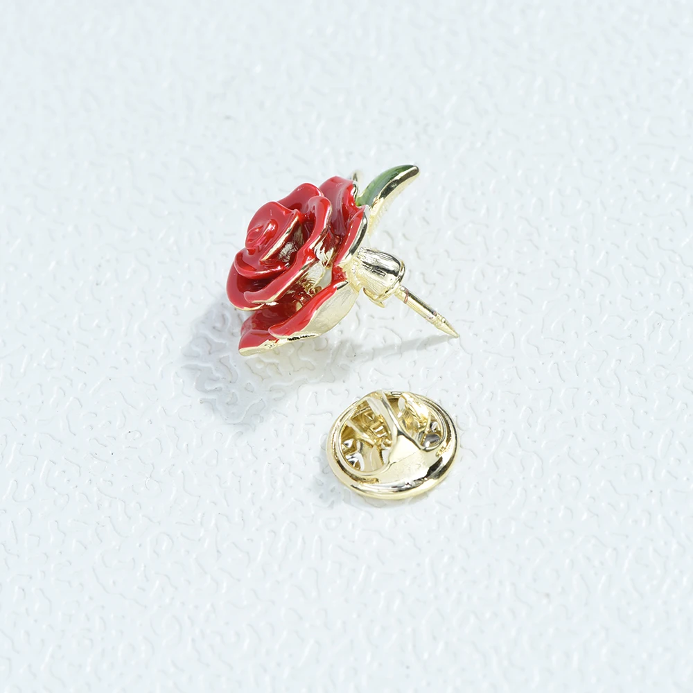 ICEY Luxury Designer Brand Stylish Enamel Rose Flower Brooches For Men Women Metal badge Jewelry Clothes Pin Accessories Party