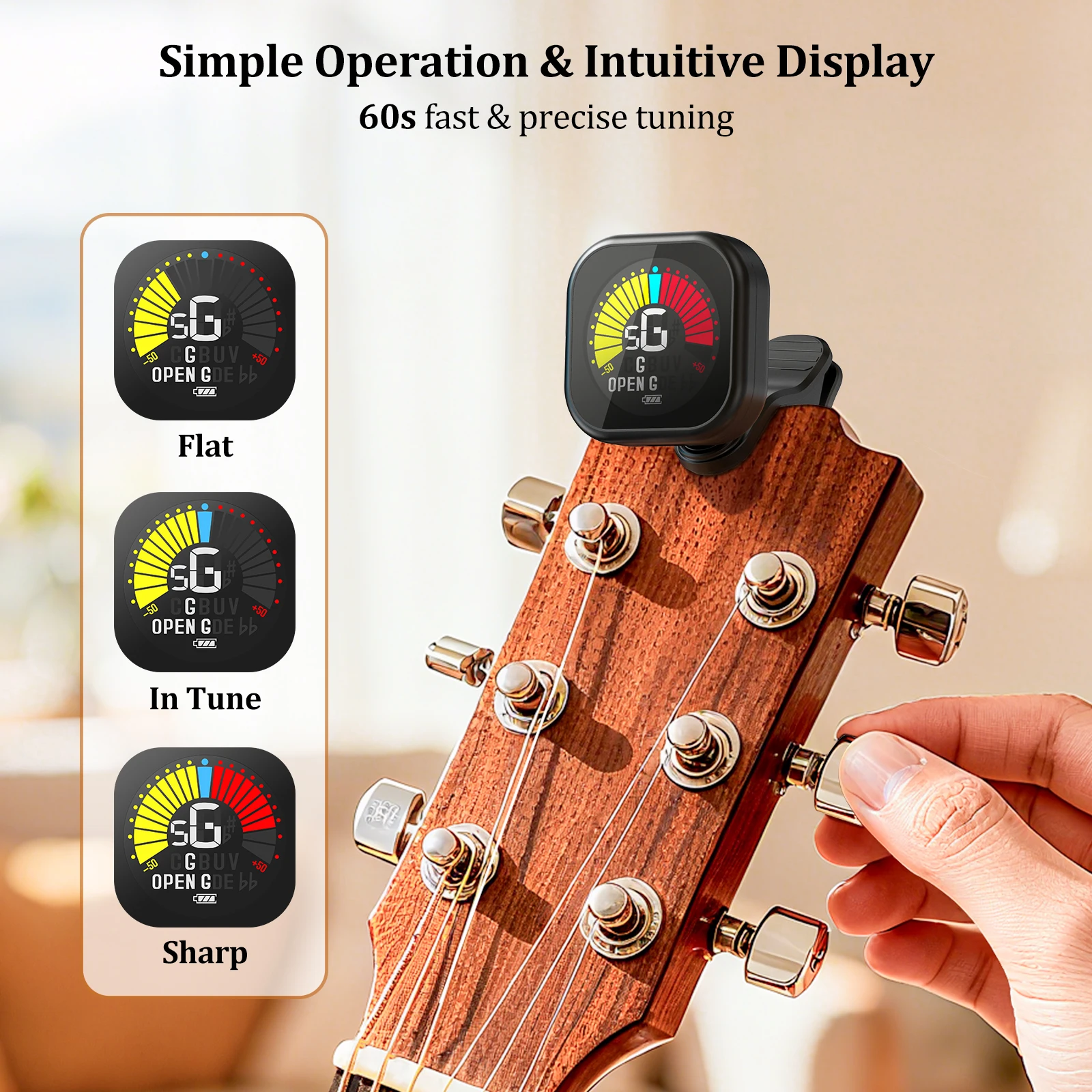 ニュービー ギターチューナー クリップオン カラースクリーン - Musical Instrument Art のレビューと価格