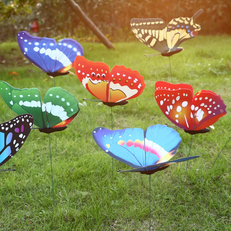 12pcs Colorful Butterflies Garden Yard Planter Butterfly Stakes Decoracion Outdoor Decor Flower Pots Decoration