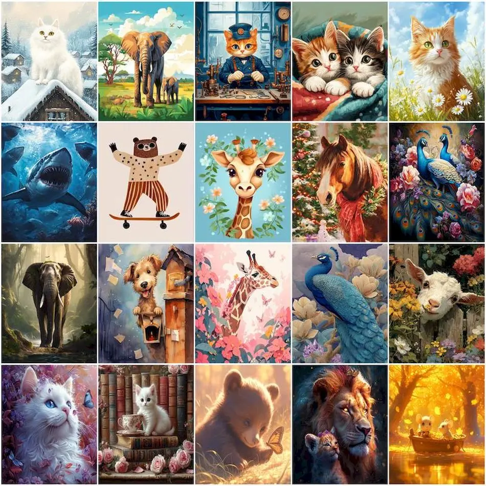 

GATYZTORY Paint By Numbers Animals Watercolor Adult Coloring Acrylic Drawing Canvas Art Supplies Diy Set Oil Handwork Home Decor