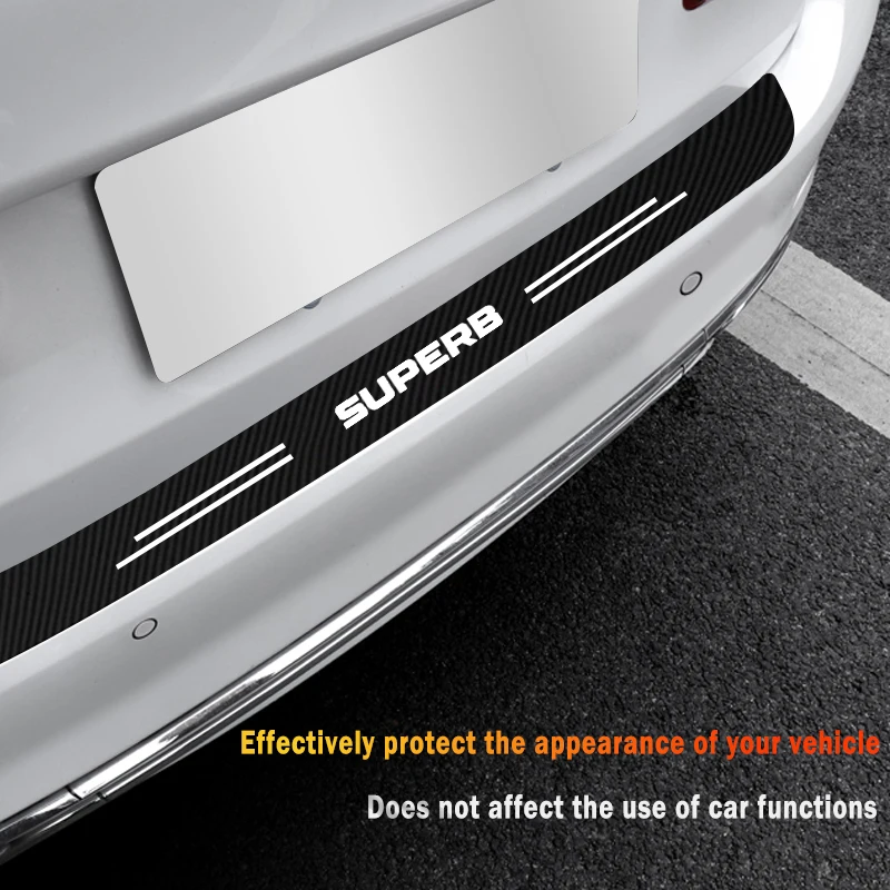 Carbon Fiber Car Rear Trunk Bumper Guard Leather Protector Stickers for Skoda Superb 3 Estate 3V3 3V5 3T5 2 Anti Scratch Decal