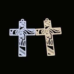 New fashion stainless steel cutout cross Jesus pendant necklace bracelet Keychain pendant accessories