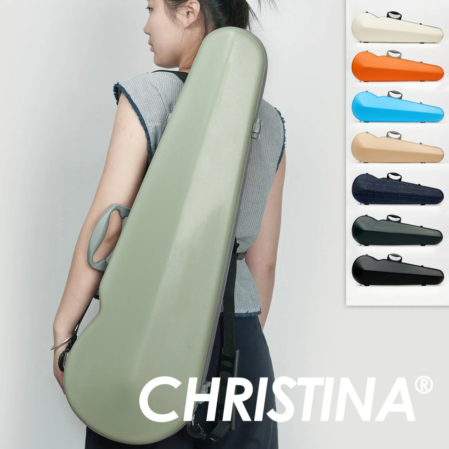 

CHRISTINA High Quality Violin Case New Model Available in 8 Colors 4/4 Size Lightweight Waterproof Hard Composite PC with Straps