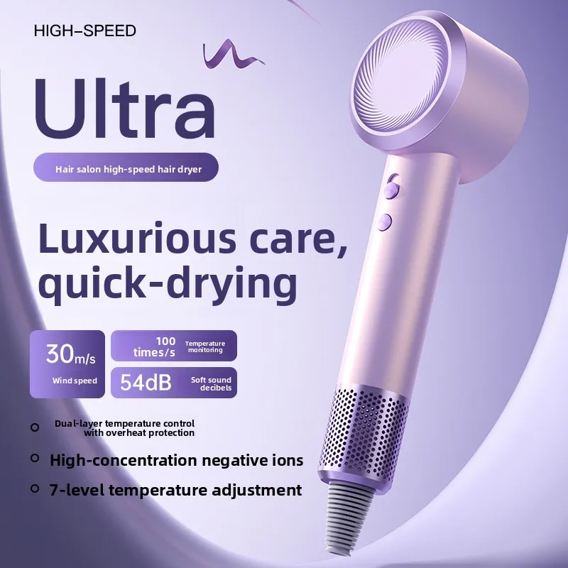 High-speed bladeless hair dryer for home use with 110,000 rpm for drying, high power output, safe for hair, suitable for salons
