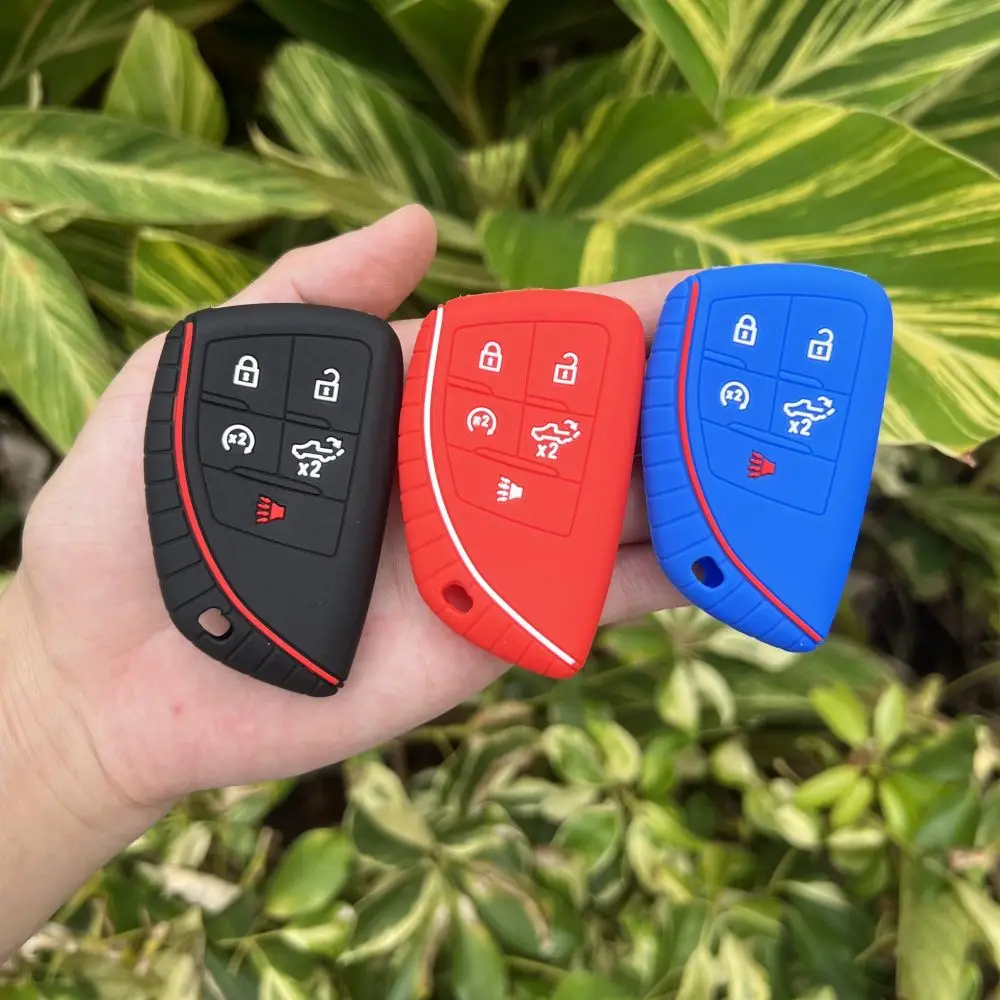 5 Buttons Silicone Car Fob Key Cover Case for Buick ENVISION Chevrolet Silverado 2023 Cadillac GMC Remote Keychain Accessories