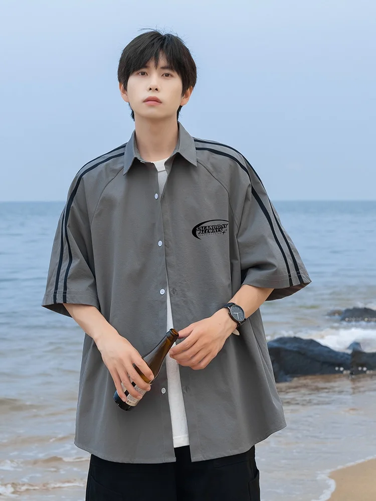 

Youth ort Sve irt Men Summer Thin Casual irt Jaet American Trendy Vintage Haome f Sve Top Teenager