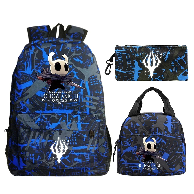 3Pcs Game Hollow Knight Print Children Backpack Lunch Bags Pencil Case Set Students Boy Girl School Bags Travel Knapsack Mochila