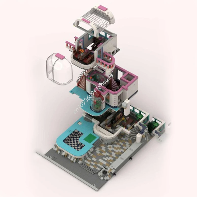 3376 peças moc modular piscina paraíso edifícios modulares blocos de construção brinquedo de natal para desenvolver paciência e presente concentrado