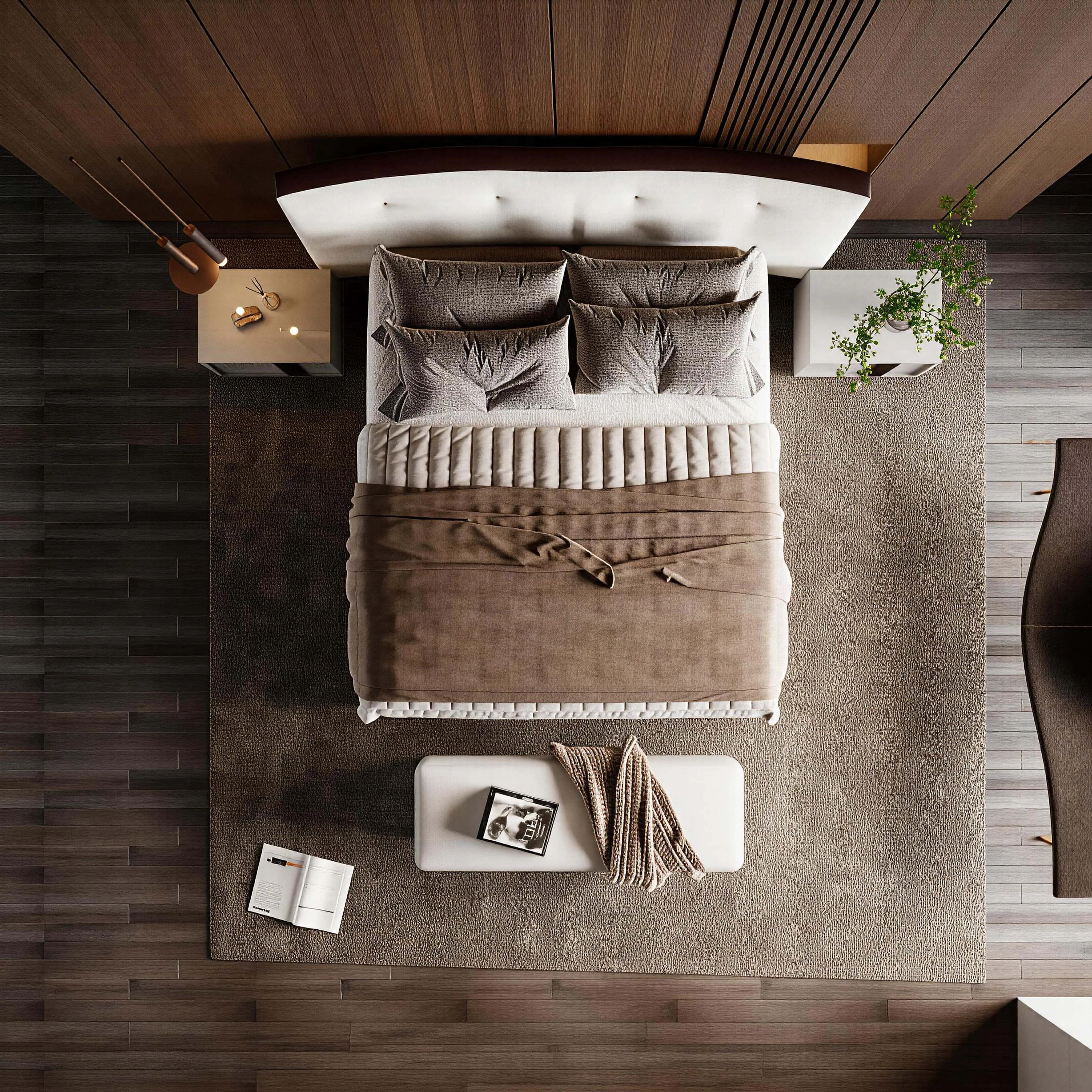 Custom Luxury Modern King Size Beige Solid Wood Leather Frame Foam Upholstery Customizable Color/Size Soft Comfortable Space Bed