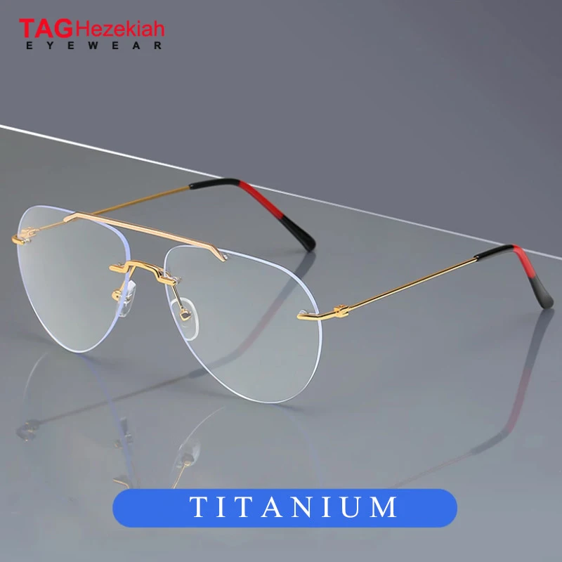 TAG Hezekiah Titanium Glasses Frame Men Brand Design Rimless 03980 Square Eyeglasses Frames Women Frameless Ultralight Eyewear