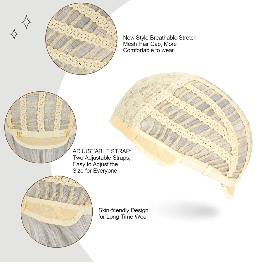 باروكة صناعية طويلة للنساء 40 بوصة 100 سم شعر مستقيم مع الجزء الأوسط مثالية لملابس الحفلات التنكرية الأنيمي للاستخدام اليومي والرسوم