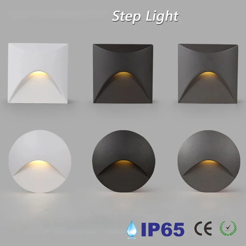 

Led Recessed Wall Light AC110~220V Indoor Corner Stair Step Black White Lamps 3W Corridor Lighting Household Night Light