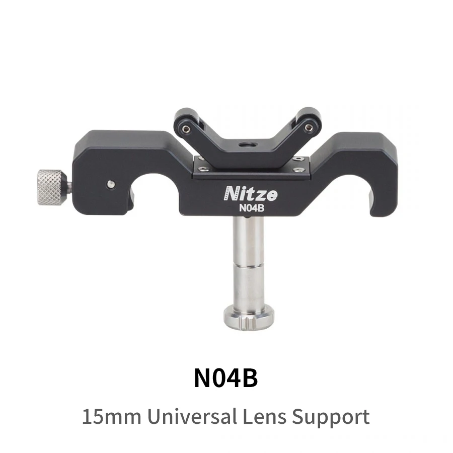 

Nitze N04B 15mm Universal Lens Support with Rolling Y-Bracket and 1/4”, 3/8”and M3 Height Extension Posts