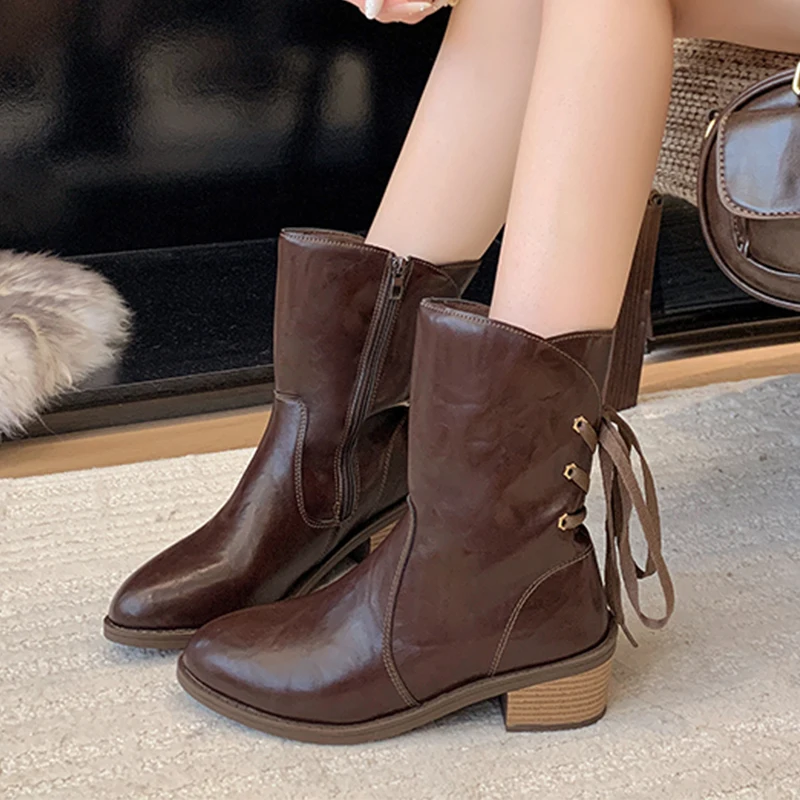 High Heels Women's Ankle Boots Designer Chunky Dress Shoes Fashion Winter Boots 2025 New Trend Walking Chelsea Botas De Mujer