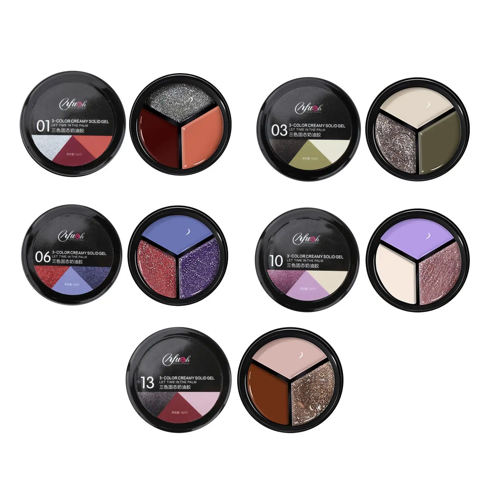 

3 Colors Solid Glue Nail Polish High Pigmented Paint Nails Set Clear Long Lasting Pudding Canned Solid Cream Gel Nail Glue