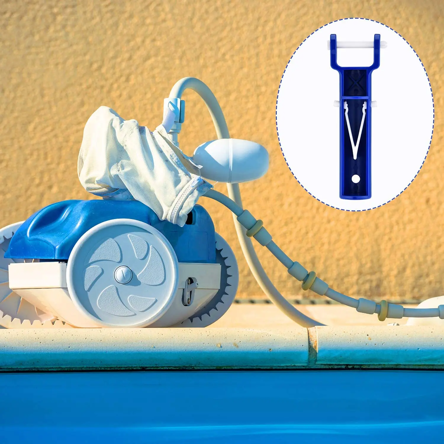 A72P 4Pcs Swimming Pool Vacuum Head Handles Pool Cleaning Tool Replacement Accessories with 12Pcs V-Shaped Clip