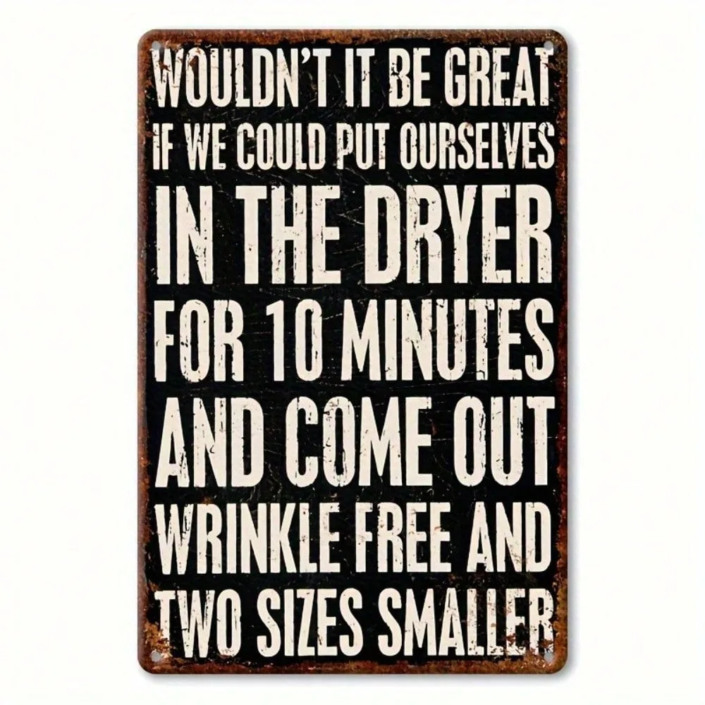 

Retro Mini Metal Sign Funny Laundry Room Decor Dryer & Iron Humorous Wall Art