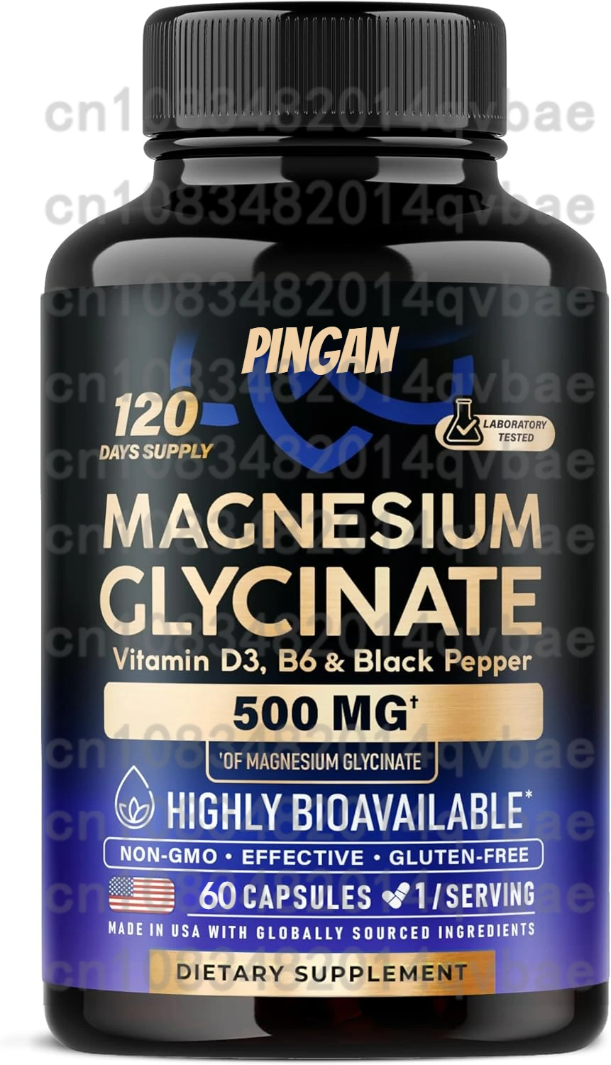 

Magnesium 500 Mg Capsules - Magnesium Glycinate Supplement To Support Muscle, Nerve, Joint and Heart Health 60 Capsules
