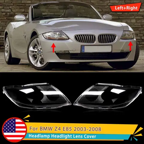 Left & Right Auto Front Headlight Cover Lens Transparent Glass Headlamps Lampshade Lamp Shell  Fits BMW Z4 E85 2003-2008 Clear