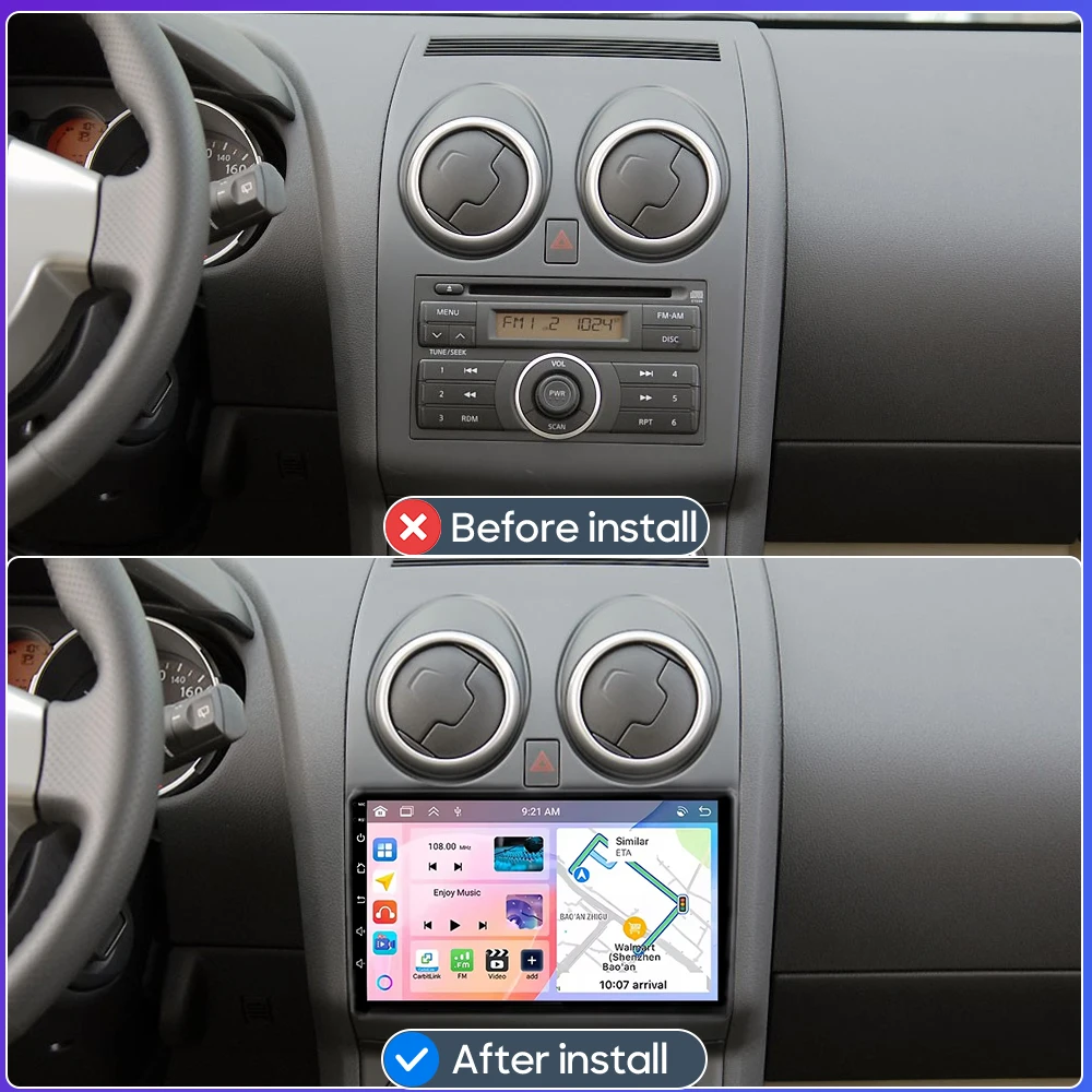 For Nissan Qashqai J10 2006 - 2013 Auto Head Unit Car Multimedia Radio Player Video Stereo Navigation Audio Screen GPS 2din Wifi