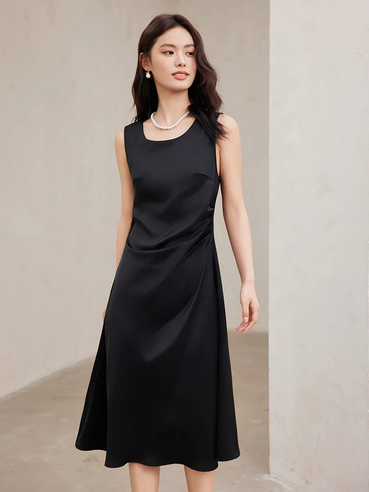 Acetate Satin Dress Women's Sleeveless Spring and Summer2024New Suit Inner Wear Skirt Advanced Sense Camisole Dress