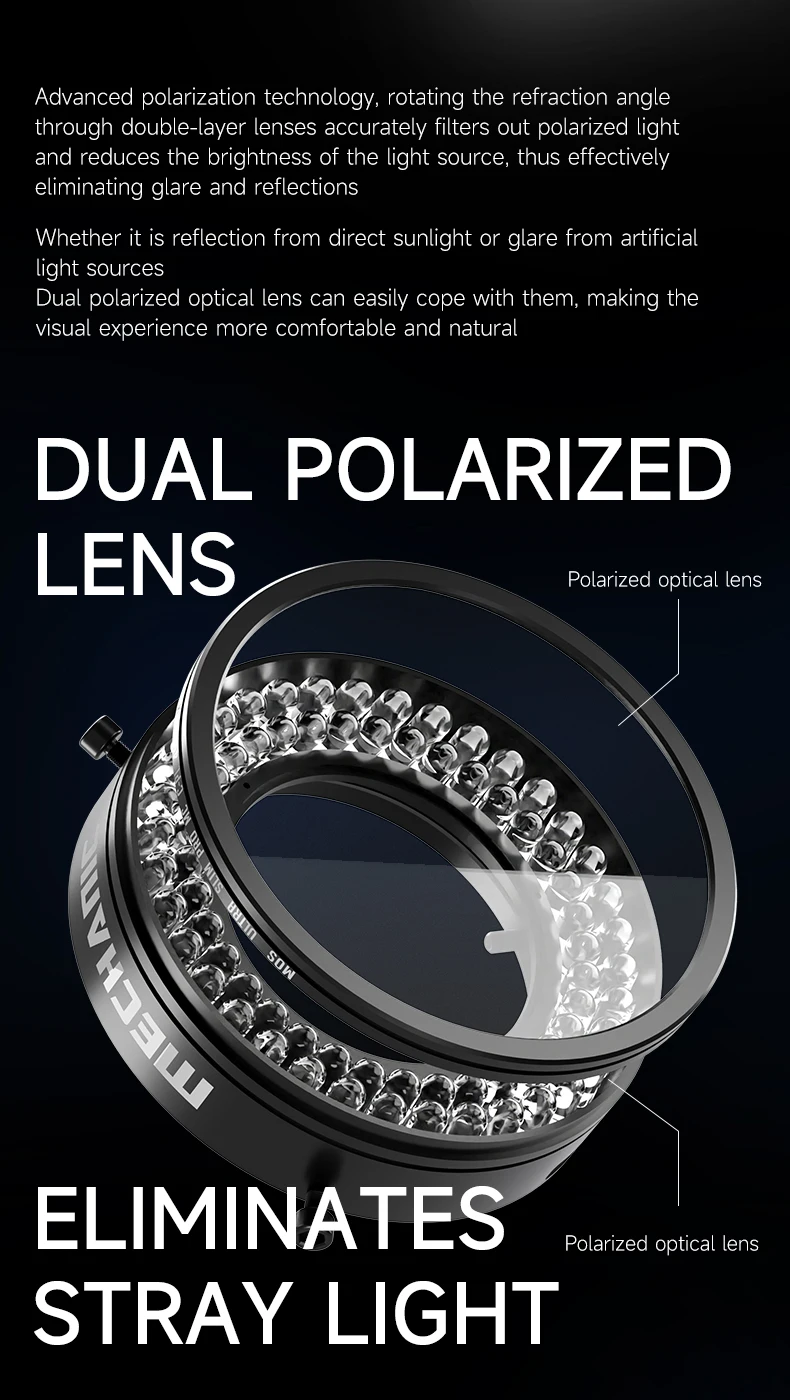 Mechanic LS720 Plus Microscope Ring Light Polarized 72 LED Ring Lamp Adjustable Anti Glare Eliminates Reflection Illuminator