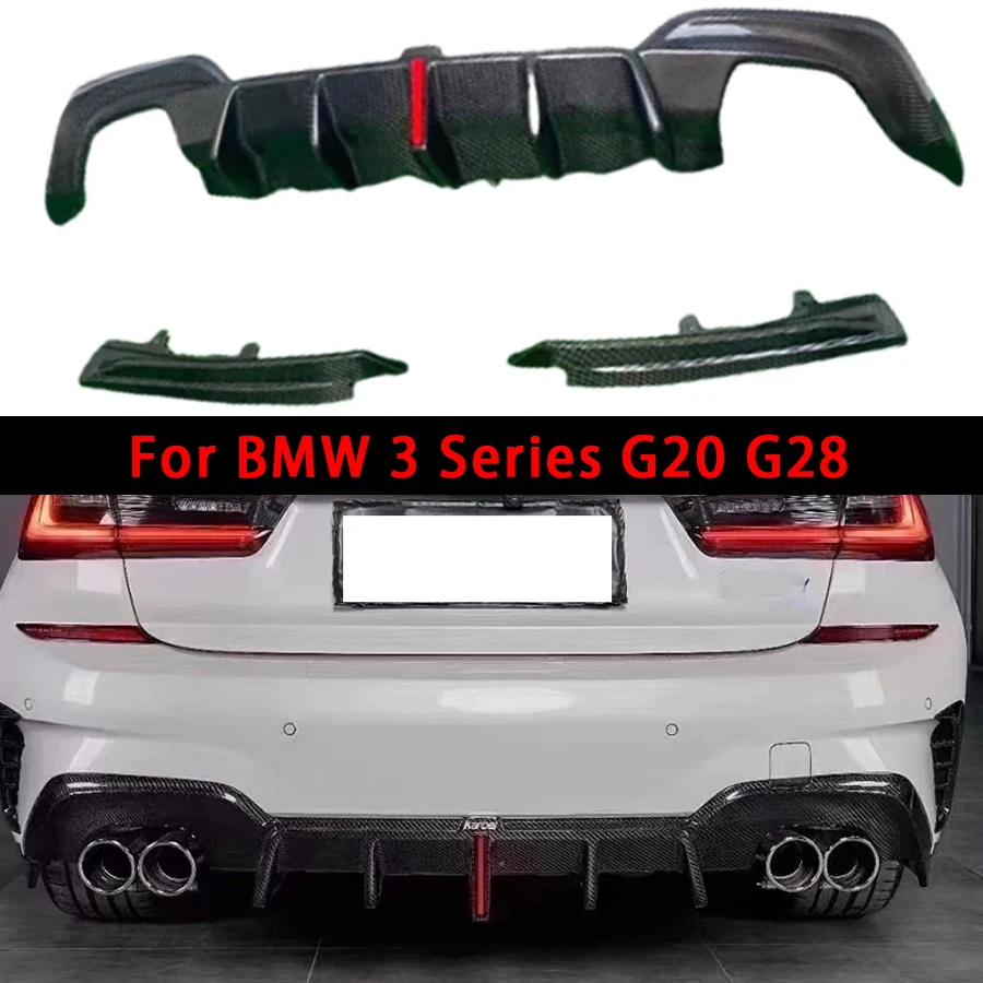 

For BMW 3 Serie G20 G28 2019-2022 Carbon Fiber Car Rear Bumper Diffuser Rear Splitters Spoiler Back lip Car Accessories body kit