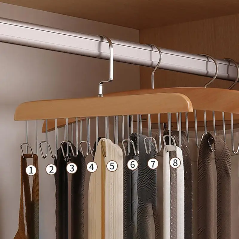 1/2PCS Versatile Wooden Hat Organizer Rack With Hooks Caps Belts Ties Storage Space-Saving Home Retail Display Clothes Storage